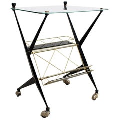 1950s Italian Angelo Ostuni Geometric Drinks Trolley Bar Cart