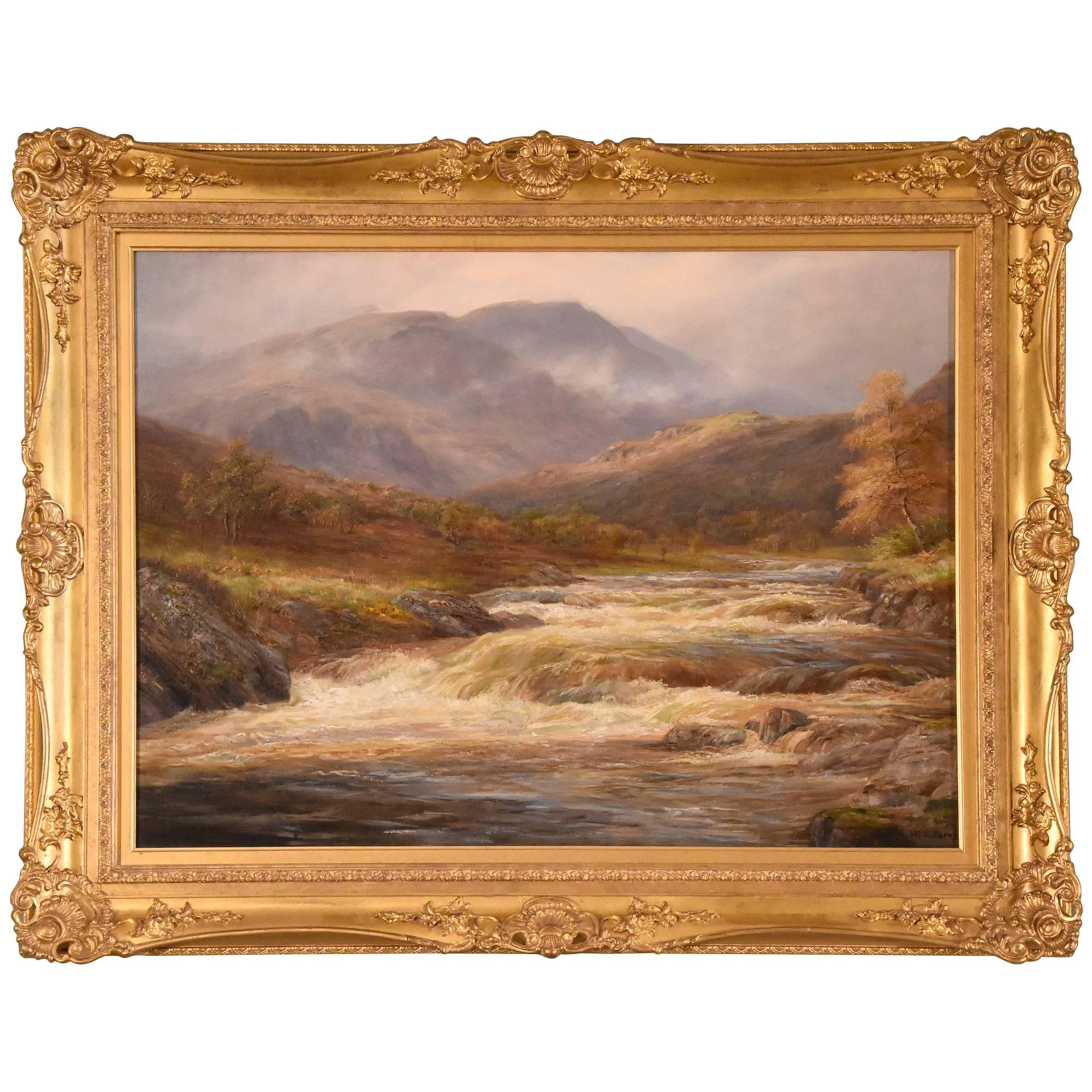 "Highland Torrent Near Callender" Painting by William Lakin Turner For Sale