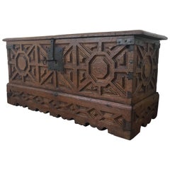 Spanish 18th Century Wood Coffer or Trunk