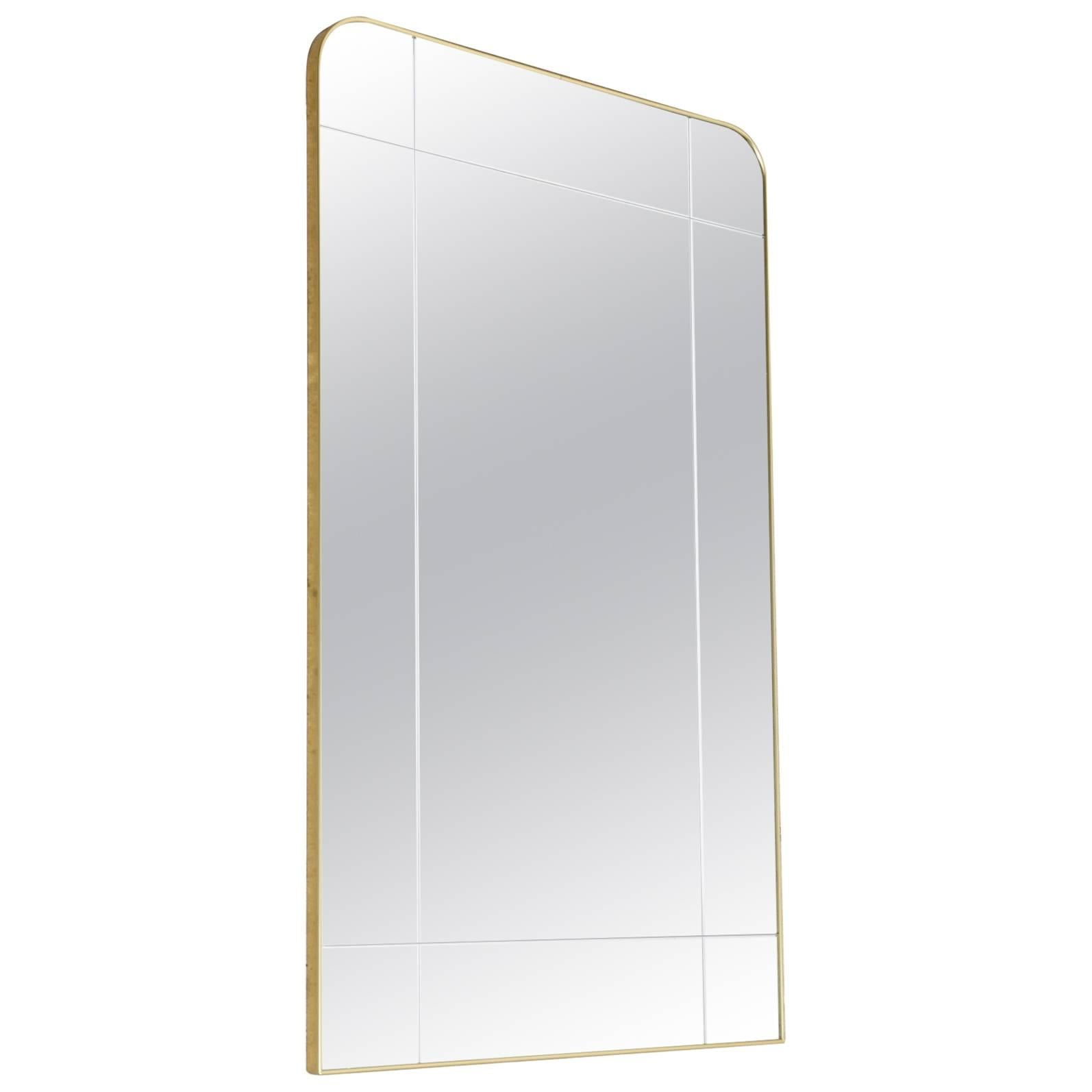 Modernist Large 1960s Italian Brass Frame Mirror Attributed by Gio Ponti