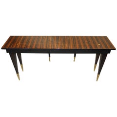 Long French Art Deco Exotic Macassar Console Table, circa 1940s