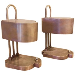 Marcel Breuer Brass Table Lamps, Bauhaus, circa 1920