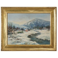 Schnitzspahn Oil on Board, Landscape in a Newcomb Macklin Frame
