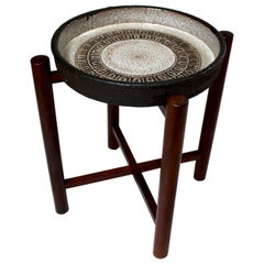 Danish Modern Rosewood and Ceramic Plant Stand