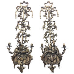 Antique Pair of 19th Century Regency Carved Giltwood Sconces or Wall Appliques