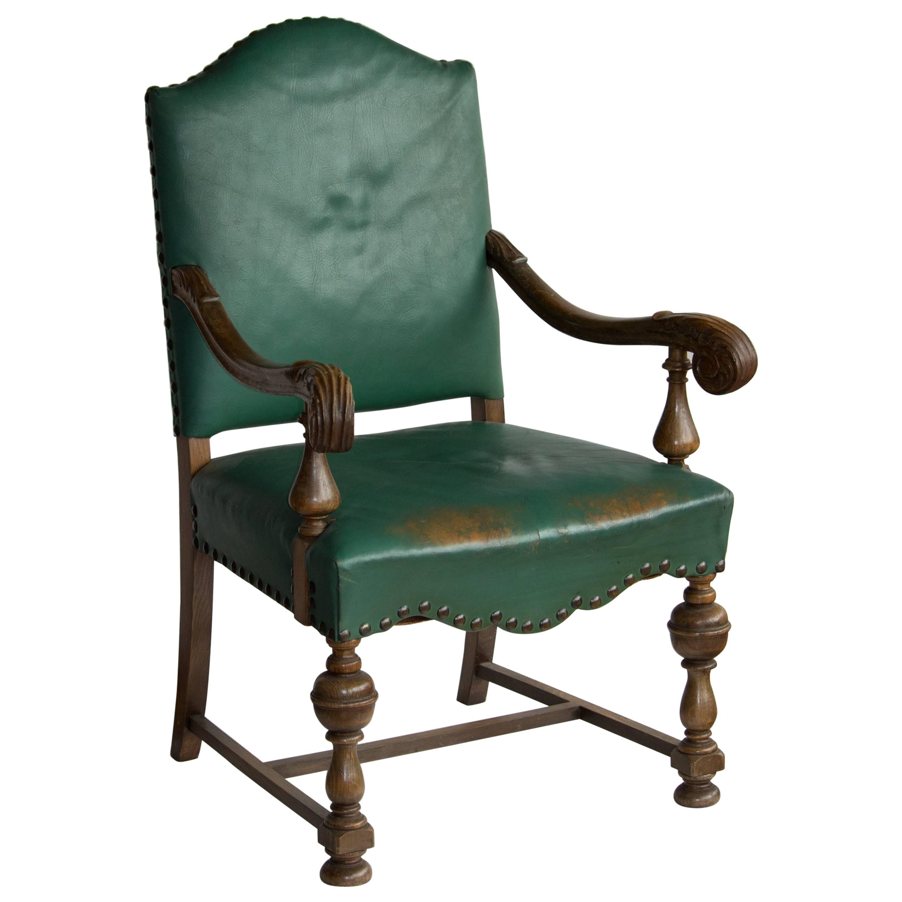 Antique English Leather Armchair