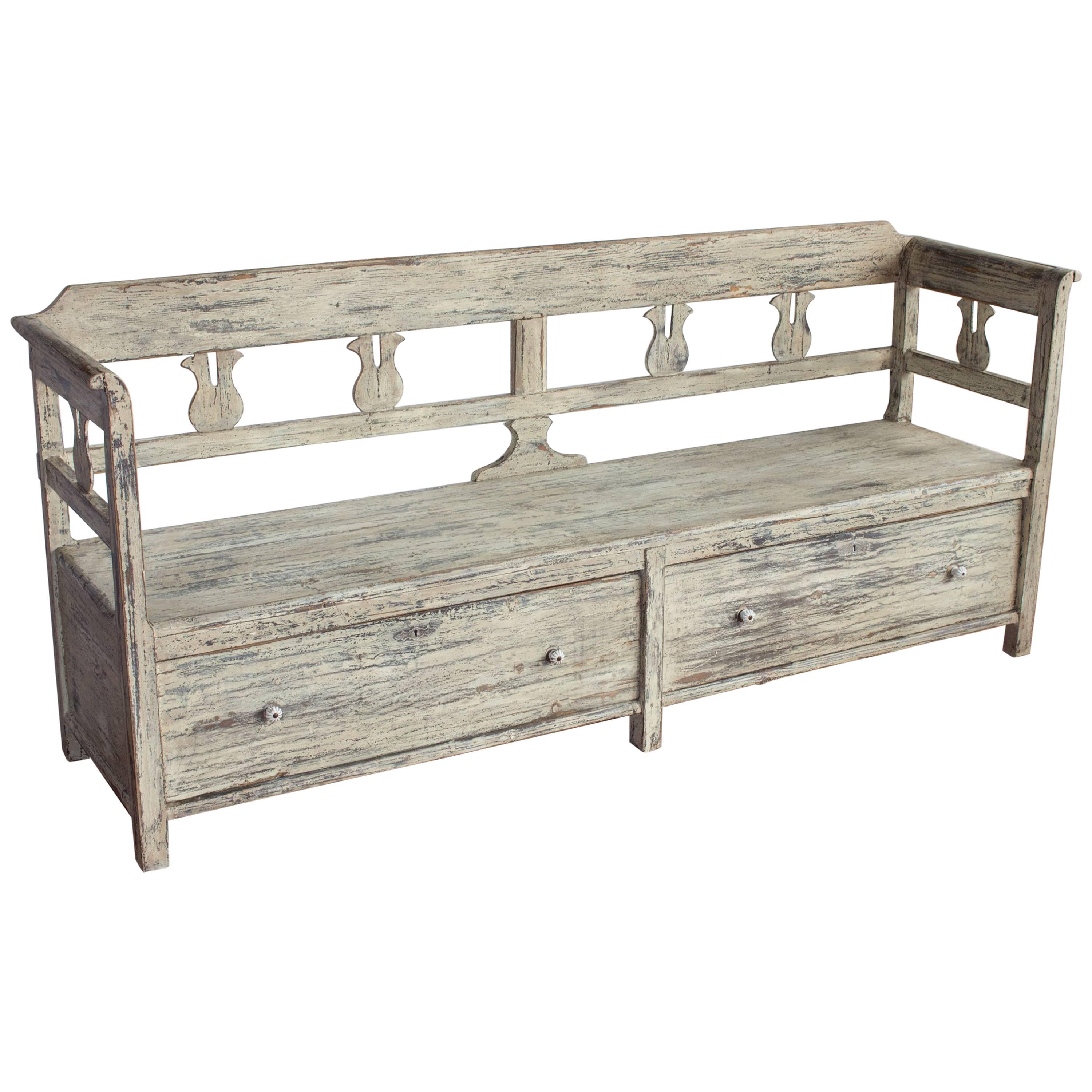 Antique Stripped Back Bench