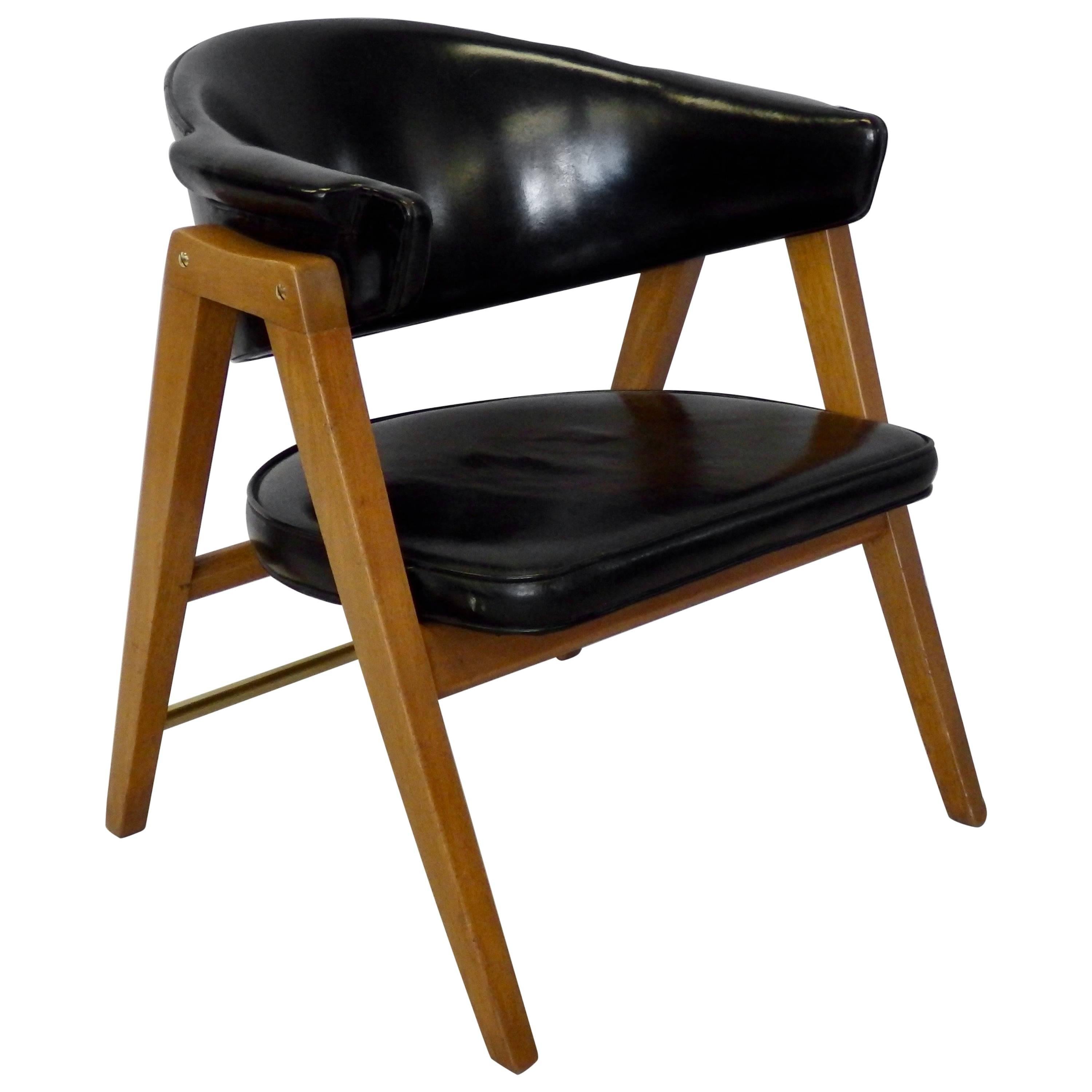 Edward Wormley for Dunbar Lounge Chair with Black Leather
