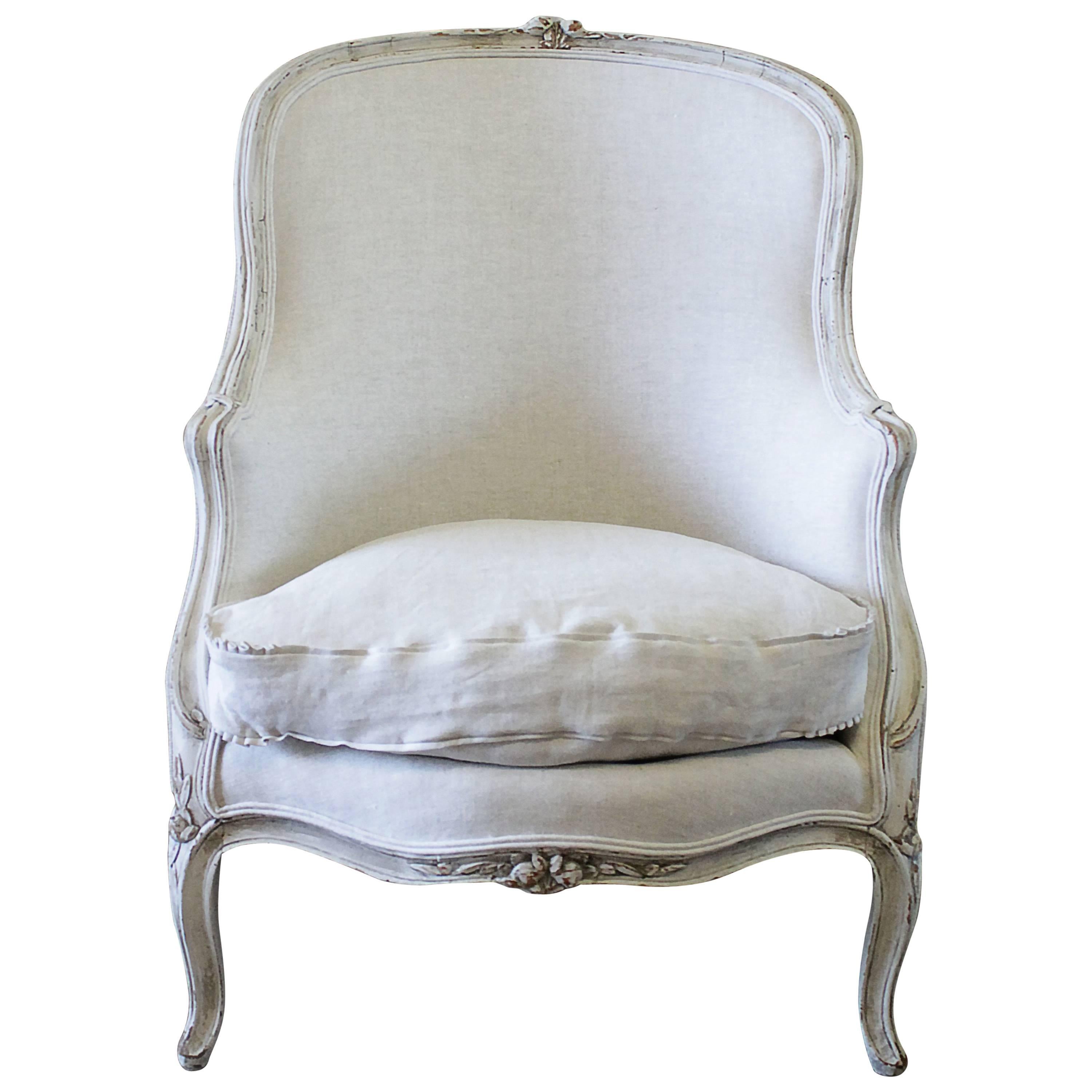 Painted and Upholstered French Bergere Chair