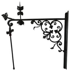 19th Century Swedish Wrought Iron Sign Bracket, Shopsign Holder