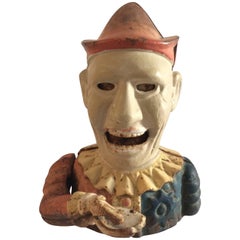 Used 19th Century Original Painted Iron Clown Bank