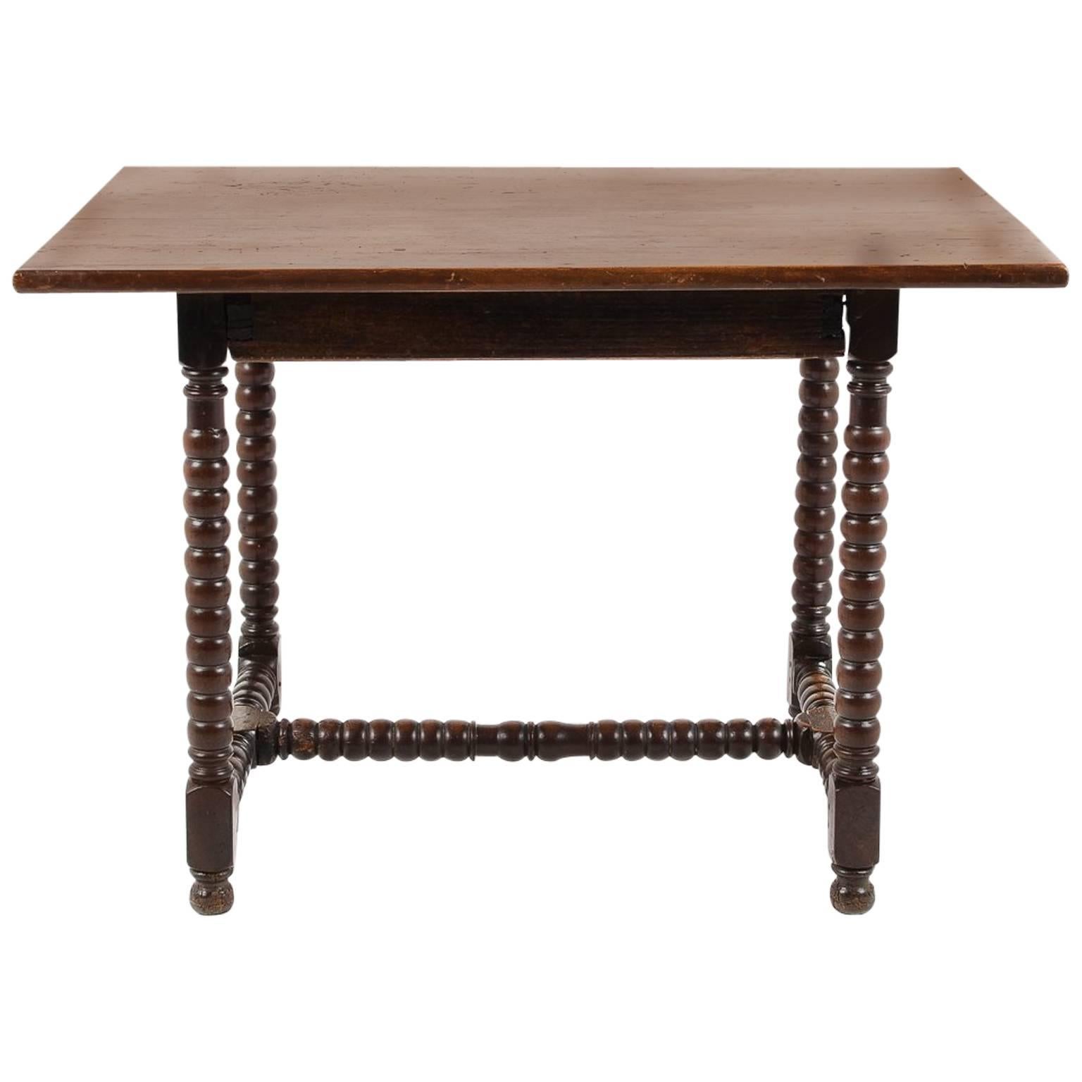 Antique Small Country French Table with ‘Bobbin Turned’ Legs, circa 1830