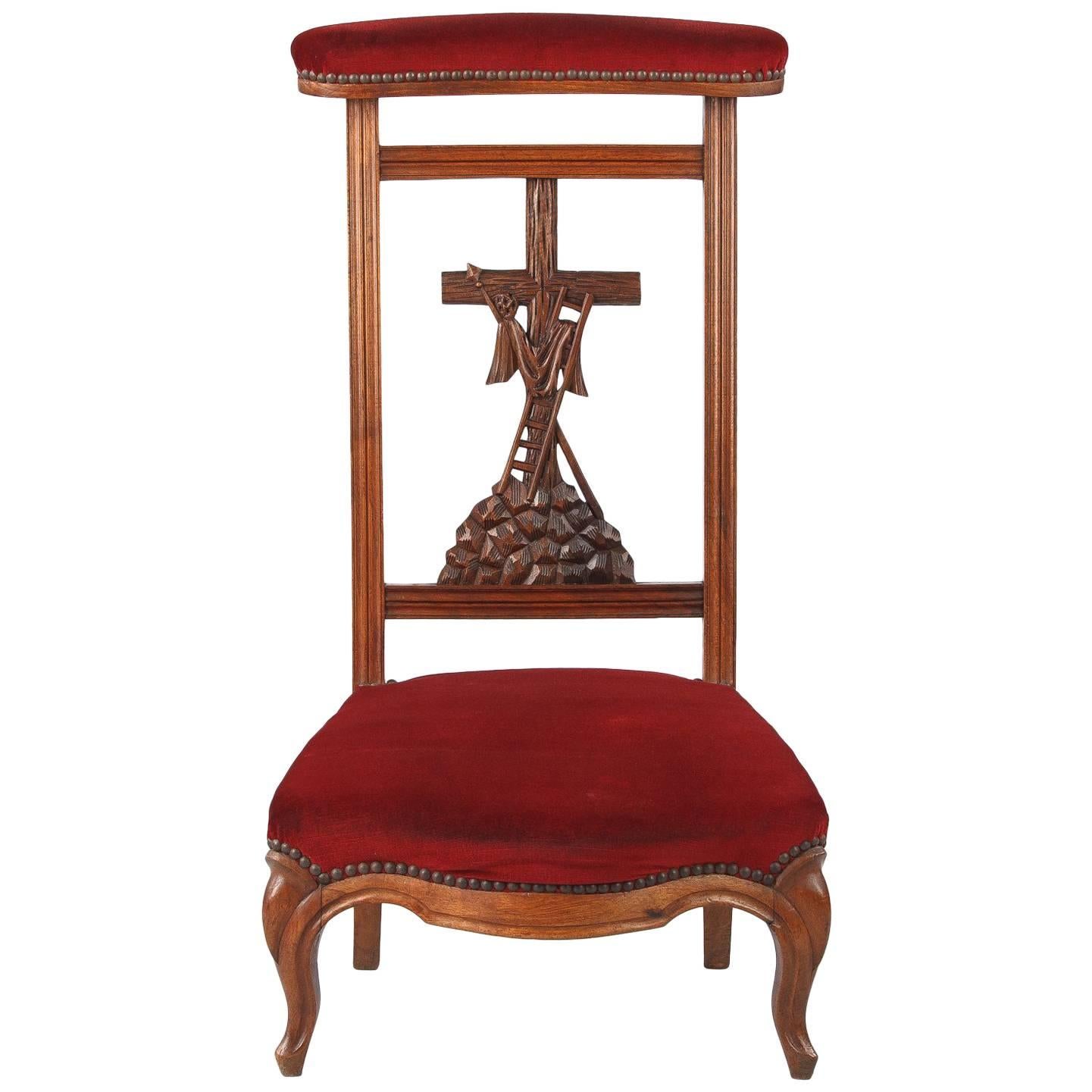 Louis Philippe Prie Dieu Chair in Walnut, 19th Century