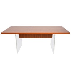 Mid-Century Danish Modern Teak and Lucite Dining Table