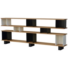 Low Oak, Black and White 'Horizontale' Shelving Unit by Design Frères 9