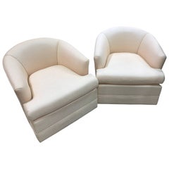 Pair of Milo Baughamn Style Swivel Chairs Ready for Upholstery 3