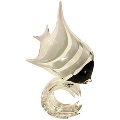 Large Black and White Murano Glass Angel Fish Sculpture, by Licio Zanetti 11