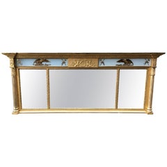 American Gold Gilt Three-Panel Overmantel Mirror, circa 1820