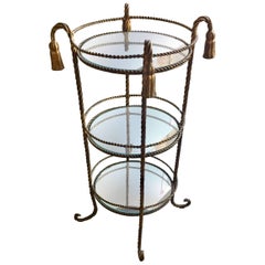 Mid-Century Italian Brass Rope Three-Tiered Table