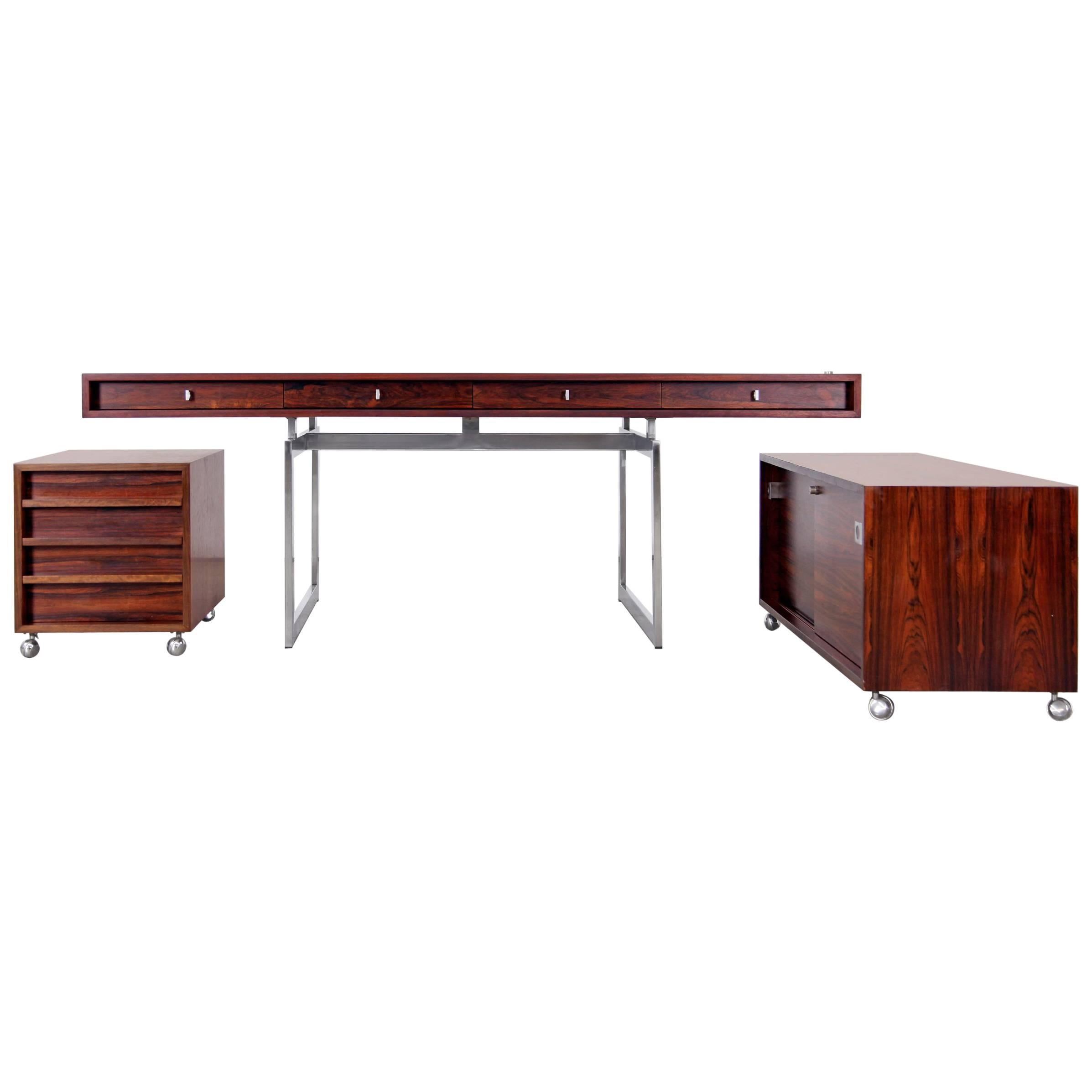 Bodil Kjaer, rare Desk with Chest and Sideboard, Denmark, circa 1959