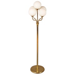 Five-Globe Light Floor Lamp in Brass and Glass