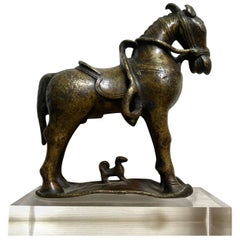 Antique Bronze Saddled Horse, India, 18th-19th Century