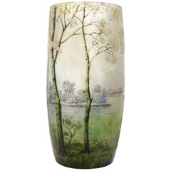 Daum Enameled Glass 'Sprint Landscape' Vase