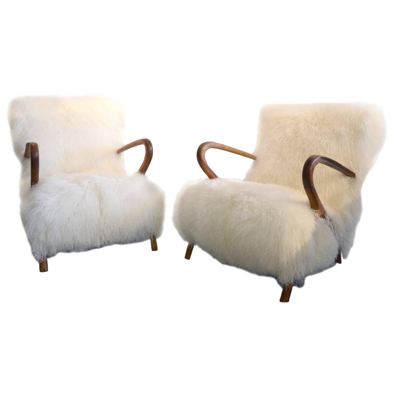 Beautiful Pair of Italian Reupholstered Armchairs, circa 1960 For Sale