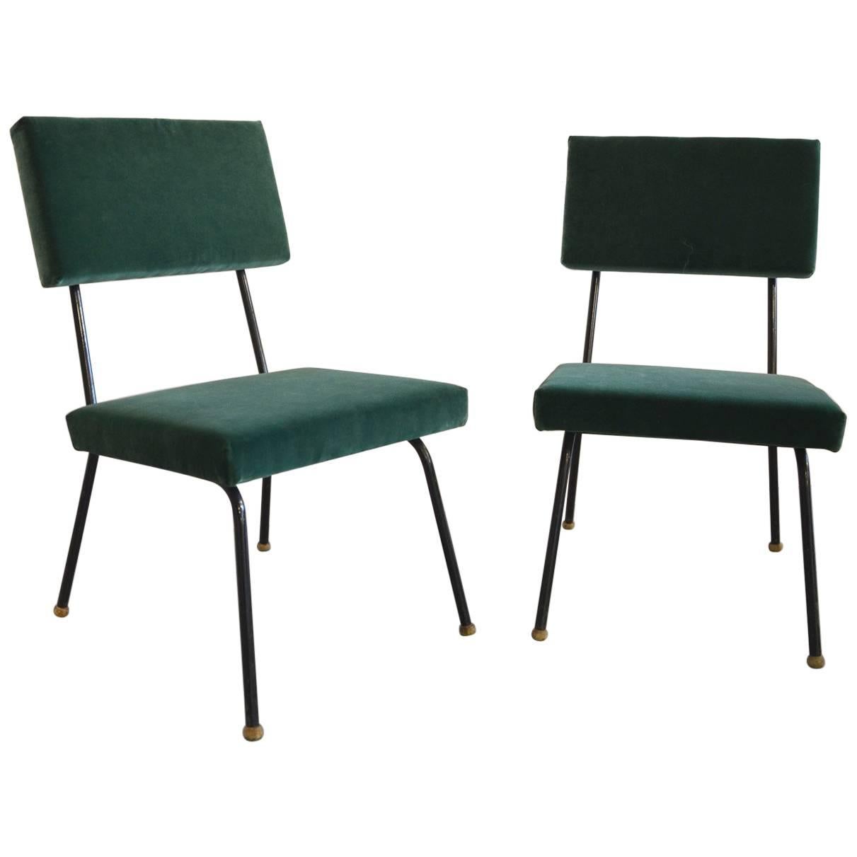 Set of Two Reupholstered Low Chairs, circa 1960 For Sale
