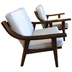 Pair of Reupholstered Oak GE530 Chairs by Hans J. Wegner for GETAMA