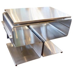 François Monnet Inox TV Table, circa 1970