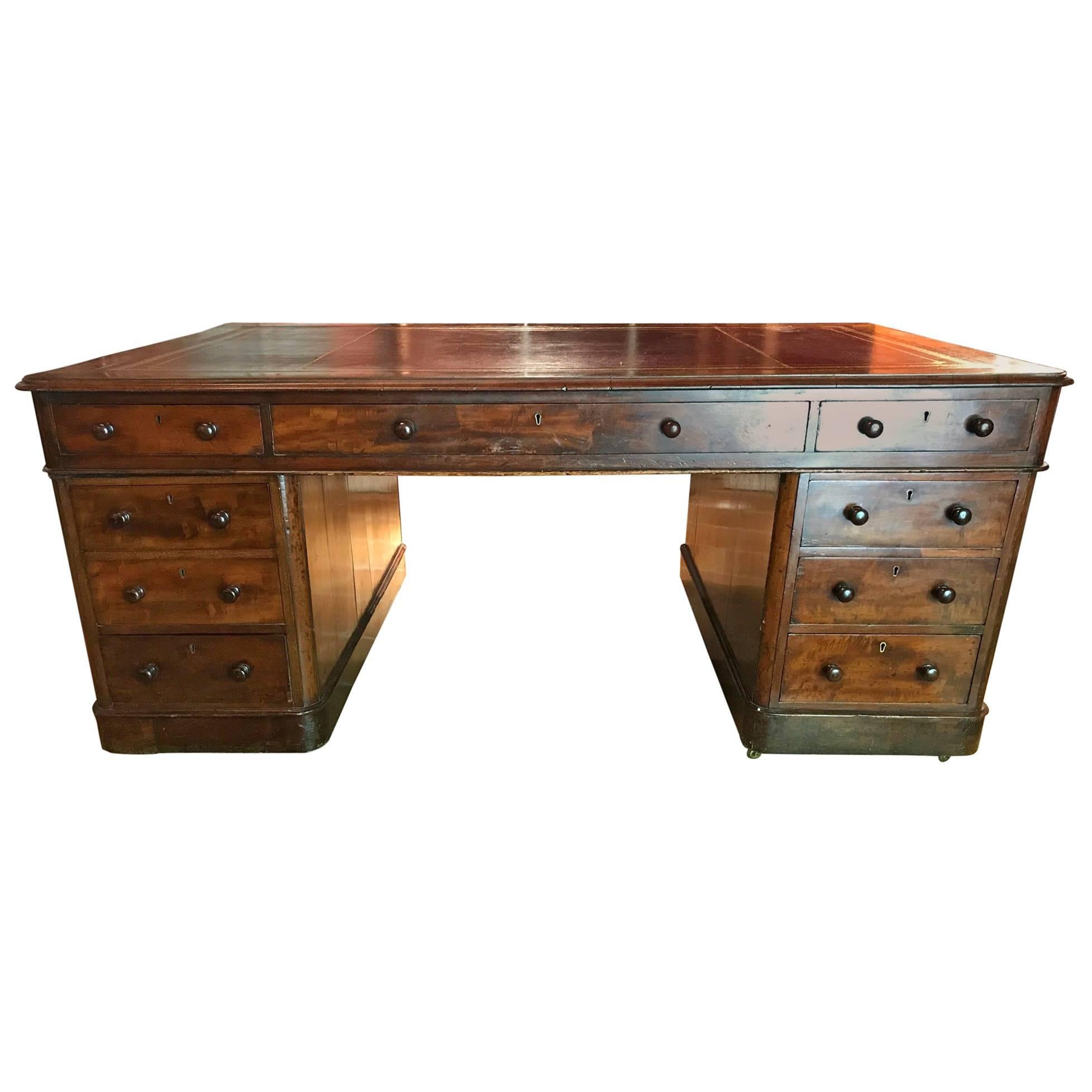 19th Century Impressive Georgian Mahogany Double Sided Partners Desk