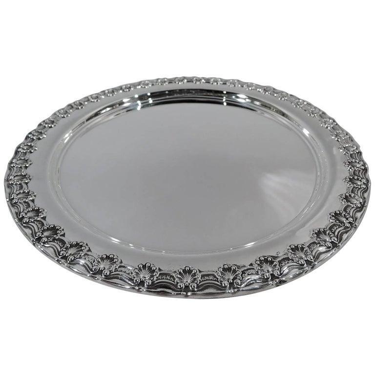 Antique Tiffany Sterling Silver Shell and Scroll Tray For Sale at 1stDibs