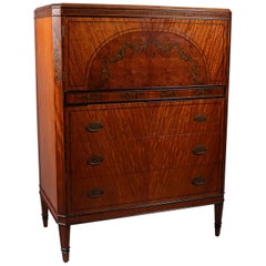 Antique Adam Style Painted & Ebonized Satinwood & Bronze High Chest, circa 1900 7