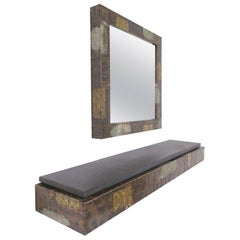 Paul Evans Patchwork Wall-Mounted Mirror and Console