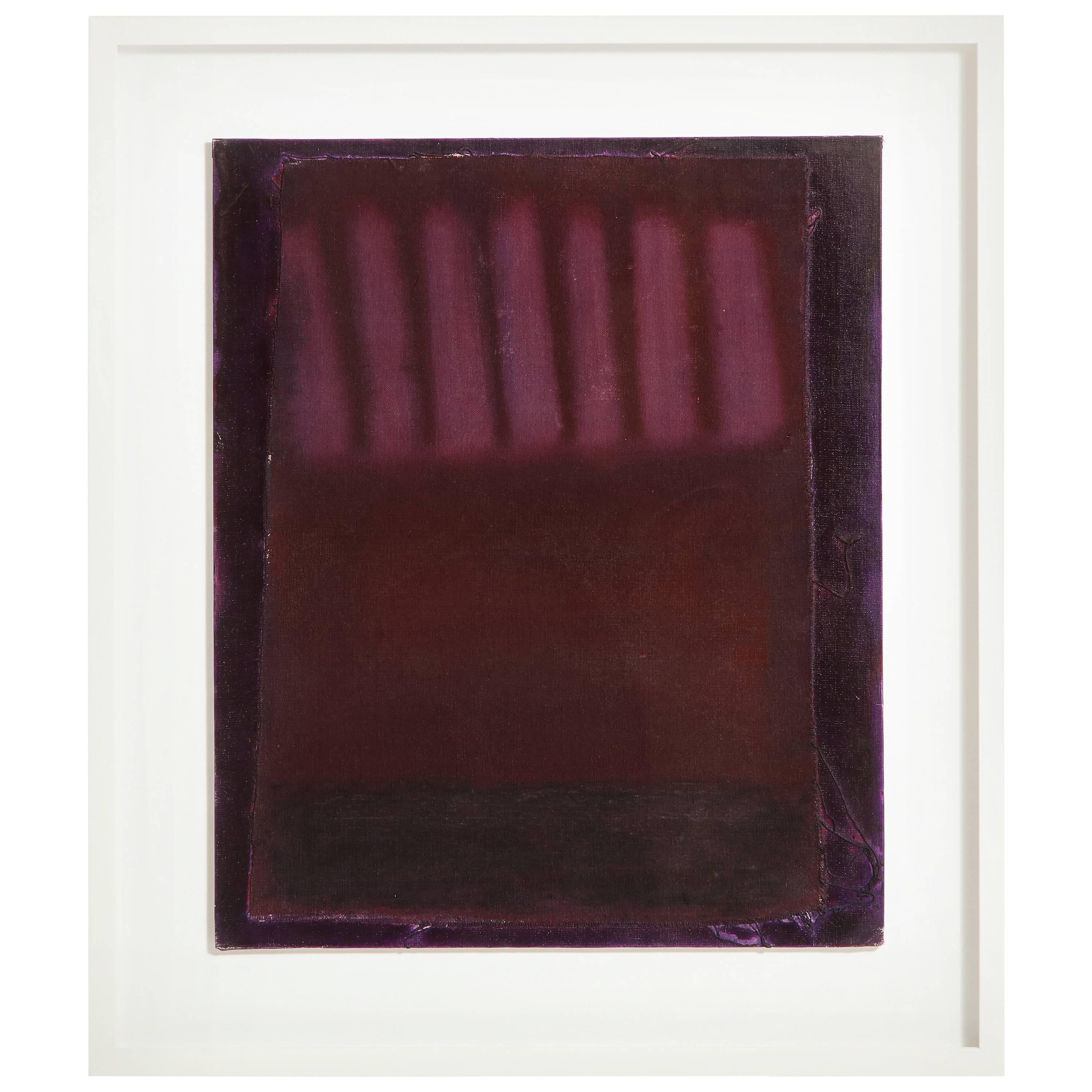 Adja Yunkers Painting Acrylic on Canvas Purple Plum Abstract Signed, USA, 1980s