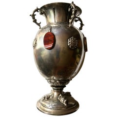 Italian Silver Vase with Agate Stones