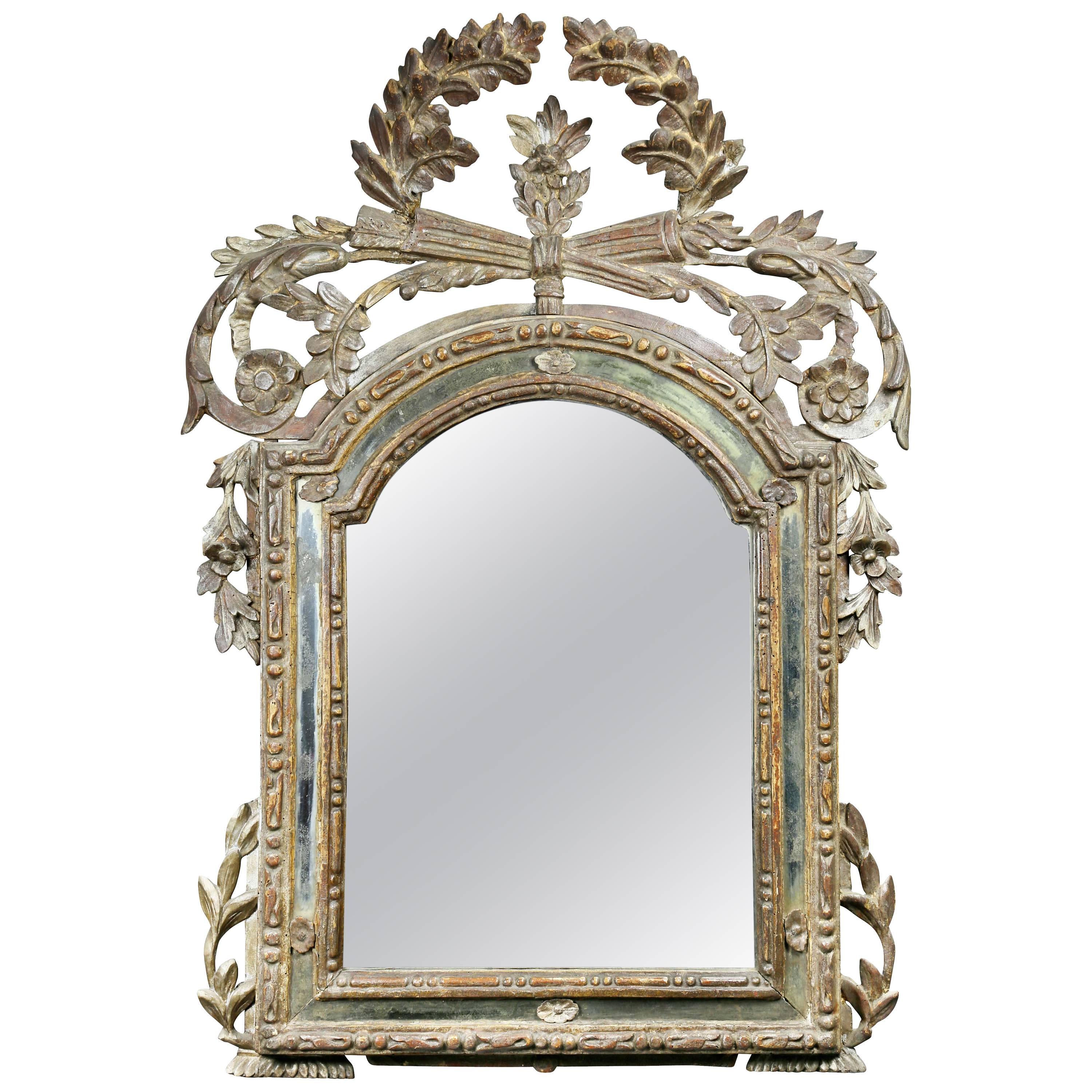 Italian Neoclassic Silver Gilt Mirror