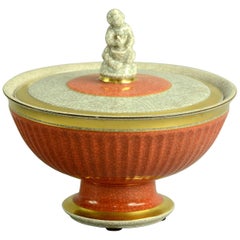 Retro Lidded Bowl with Crackle Glaze by Royal Copenhagen