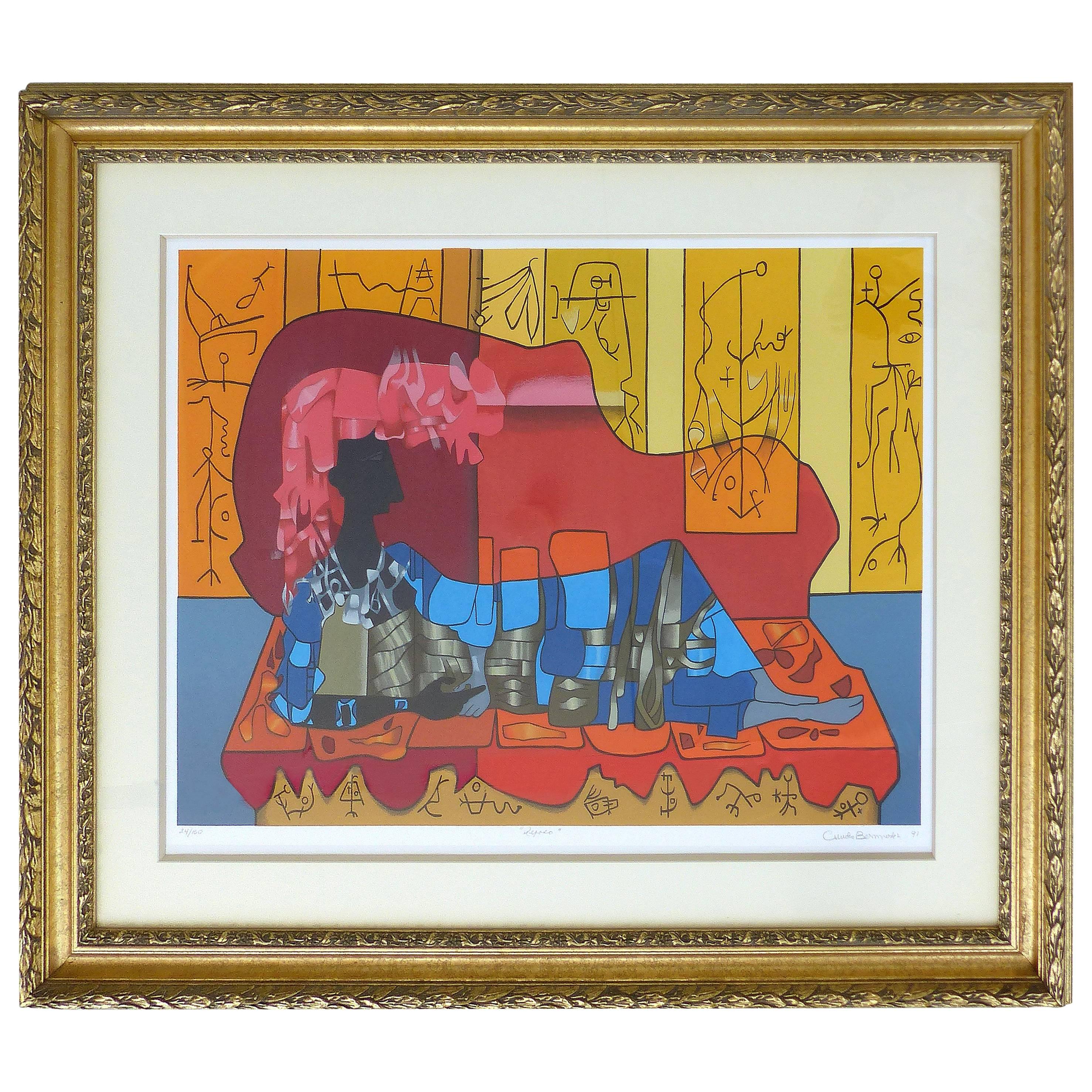 Serigraph by Cundo Bermudez, Cuban Titled "Reposo", 1991