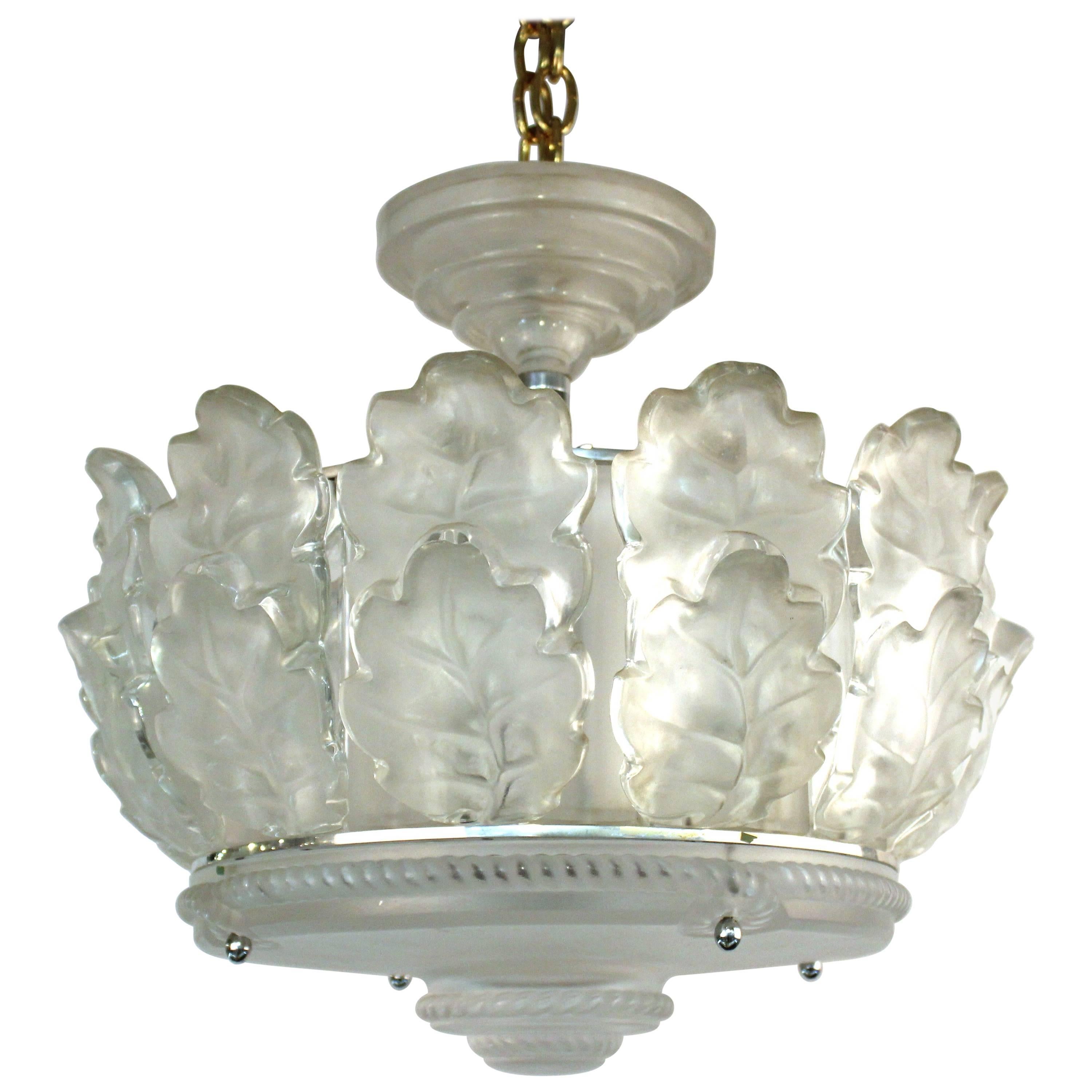 "Chene" Chandelier by Lalique