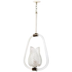 Barovier and Toso Murano Glass Pendant Chandelier with Leaf Design 11