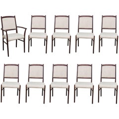 Set of Ten Skovby Rosewood Upholstered Dining Chairs