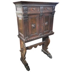 Antique Late 19th Century Italian Renaissance Style Walnut Hand-Carved Sideboard