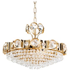 Austrian Mid-Century Cut Crystal and Gold Chandelier by Lobmeyr 7