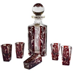 1930s Art Deco Cut-Glass Decanter Set