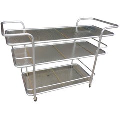 Retro Brushed Aluminum Serving Cart by Brown Jordan