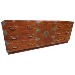 Chinoiserie Asian Style Campaign Chest Credenza Henredon Hollywood Regency