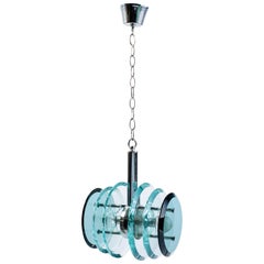 Italian Mid-Century Modern Geometric Glass Pendant Light 11