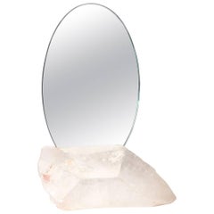 Aura Mirror by Another Human, Contemporary Crystal Vanity Mirror in Quartz